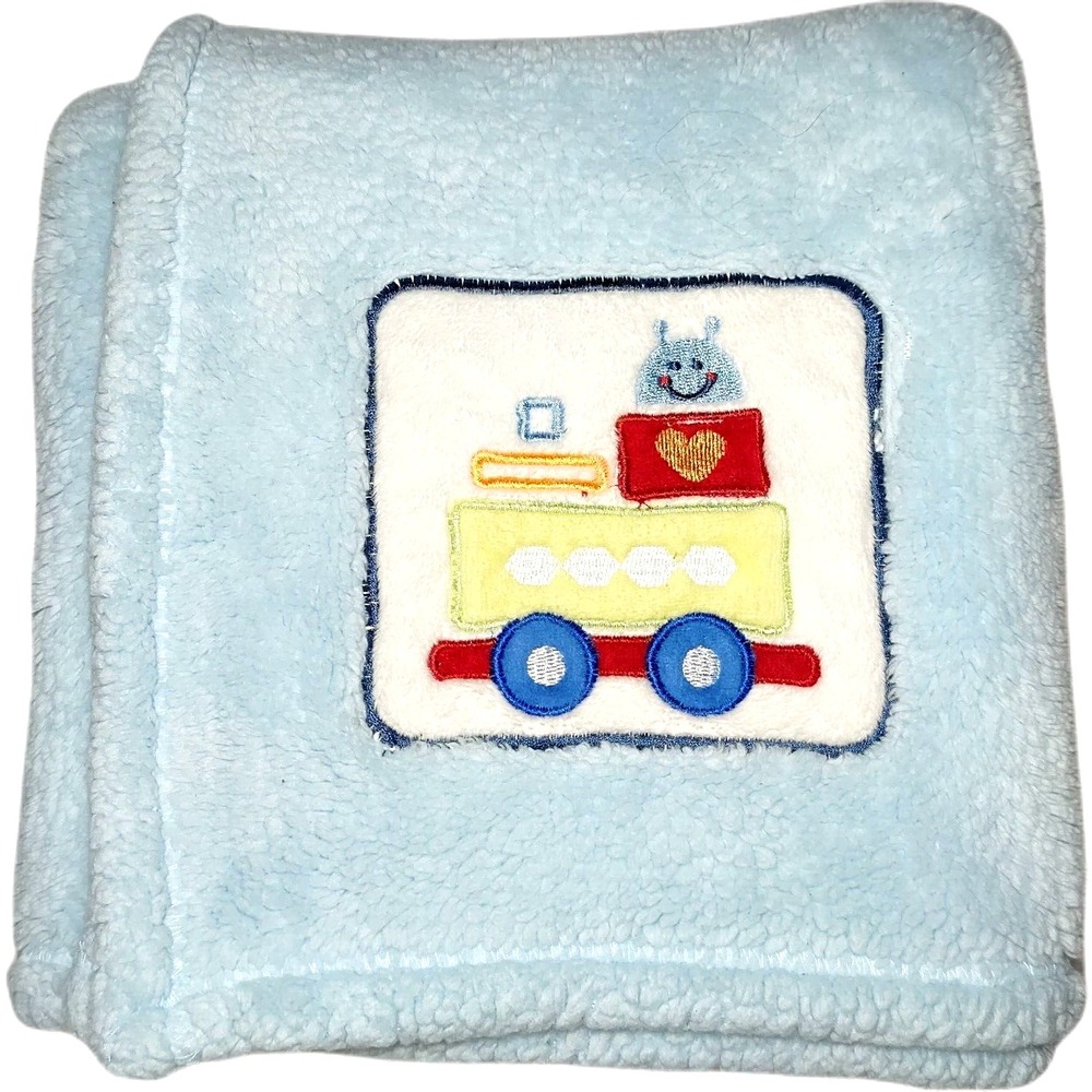 Northpoint Blue Robot‎ Train Baby Blanket htf Fleece Plush Lovey 30x45 Soft